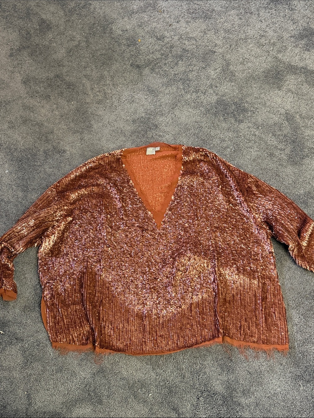 ASOS Rust Copper Sequin V-Neck Top
